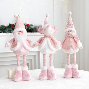 Nouvelles décorations <span class=keywords><strong>de</strong></span> <span class=keywords><strong>Noël</strong></span> en tissu, poupées décoratives représentant Père <span class=keywords><strong>Noël</strong></span>, bonhomme <span class=keywords><strong>de</strong></span> neige et renne, assises, couleur rose - Product Image 2