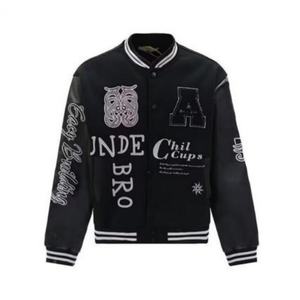 Men's Retro Embroidered Varsity Jacket, Casual <b>Streetwear</b> Outerwear for <b>Y2K</b> Daily Wear & Fashion Events - Product Image 5