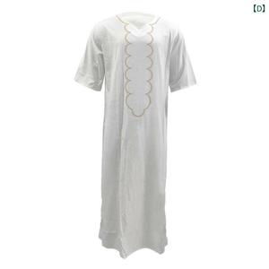 Robe musulmane à col montant pour homme, Thobe <span class=keywords><strong>d</strong></span>écontracté de couleur unie, Vêtement ethnique du Moyen-Orient, Grande taille, Vêtement islamique en polyester - Product Image 5