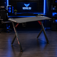 Meilleur prix, table d'ordinateur en bois et métal en forme de L, bureau de jeu personnalisable noir avec LED et fonctions extensibles, utilisation domestique