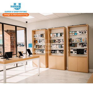 Étagère murale en bois pour téléphones portables, accessoire électronique personnalisé, Design d'armoire, présentoir mural pour téléphones - Product Image 1