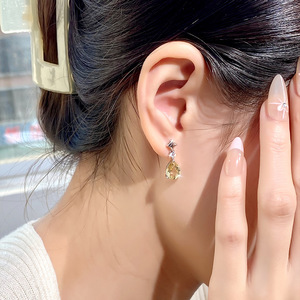 Pendientes de cristal natural con forma de gota de agua, corte pera de 7*9 mm, plata de ley 925, joyería antideslustre para mujer. - Product Image 3