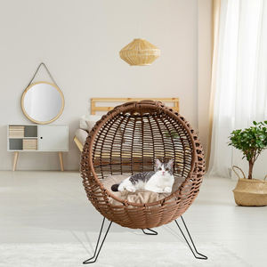 ที่นอนหวายสำหรับแมวพร้อมขาตั้งโลหะใช้ในร่ม/กลางแจ้งเบาะนุ่ม - Product Image 4