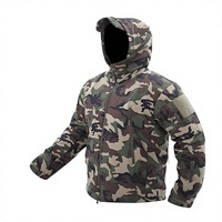 Veste tactique de camouflage coupe-vent, imperméable, à séchage rapide, résistante à l'abrasion, avec capuche en polaire et revêtement PU, pour le travail et le cyclisme