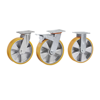 Roues de chariot industrielles en polyuréthane à noyau en aluminium de 4, 5, 6 et 8 pouces, robustes, pivotantes, fixes, avec frein