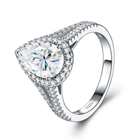 Offre Spéciale – Bague en Argent S925 3,2g avec Diamant de Laboratoire Certifié IGI Taille Poire pour Fiançailles et Fêtes de Mariage