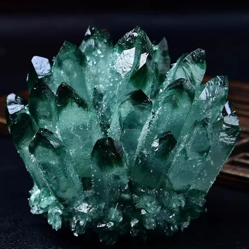 Grupo de cristal de cuarzo fantasma verde menta