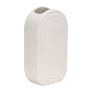 Vaso ovale in ceramica bianca con bordi scanalati, decorazione per la casa, ideale per soggiorno, camera da letto, ufficio, scrivania, ingresso, tavolo. - Product Image 3