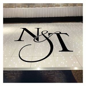 สติ๊กเกอร์ติดพื้นงานแต่งงานแบบกันน้ำ ตัวอักษรไวนิลแบบกำหนดเอง ป้ายชื่อพื้นเต้นรำ ฉลองครบรอบแต่งงาน - Product Image 1