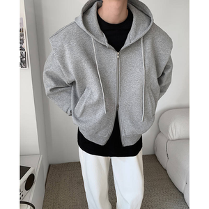 Nuovi Arrivi: <span class=keywords><strong>Felpa</strong></span> <span class=keywords><strong>con</strong></span> Cappuccio Oversize da Uomo <span class=keywords><strong>con</strong></span> Doppio Strato Imbottito, Logo Personalizzabile, Doppia <span class=keywords><strong>Zip</strong></span>, Colore Grigio - Product Image 3