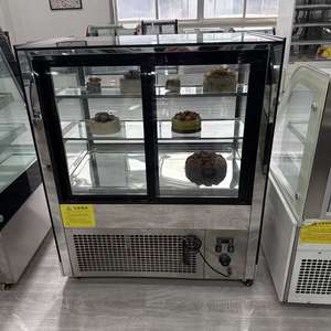 Boulangerie commerciale d'<span class=keywords><strong>occasion</strong></span> Présentoir de réfrigérateur Refroidissement de l'air Refroidisseur de porte en verre en acier inoxydable Étagères réglables pour pâtisseries, desserts et magasins - Product Image 5