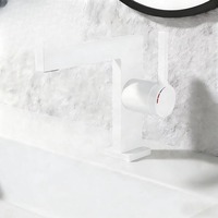 Grifo de Lavabo Monomando Moderno de Alta Calidad, de Latón, Multifuncional, Montado en el Tapa del Lavabo, Acabado Cromado, Grifo Mezclador Blanco