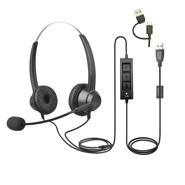 Talkvioce 360D USB C+A Noise Cancellation Headset With controller for Telephone Headphone Call Center