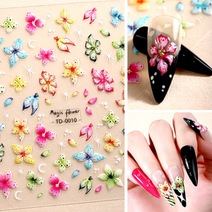สติกเกอร์ติดเล็บลายดอกไม้ผีเสื้อ น่ารัก ลายดอกไม้ ติดด้วยกาว สำหรับตกแต่งเล็บอะคริลิค ของตกแต่งเล็บ DIY อุปกรณ์เสริมติดเล็บ - Product Image 4