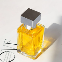 Flacon de parfum en verre rectangulaire vide avec étiquette, 30ml 50ml 100ml, flacon de parfum unique avec couvercle argenté, vente chaude