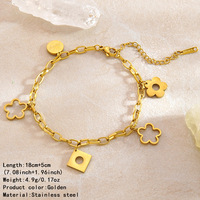 Bracelet géométrique en acier inoxydable très vendu, luxueux, exquis et polyvalent, bracelet fleur en acier titane