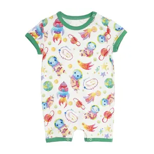 Organic Bamboo Baby Romper Zipper Custom Baby Rompers Print New Baby Boy Clothes 0-12 Month Summer