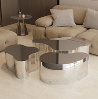 Table basse luxueuse et Unique en forme de diamant en miroir, Table centrale pour le salon