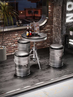Ensemble de meubles de salle à manger vintage industriels en fûts d'huile, table et chaises en métal pour café, pub, restaurant, fabricant OEM, vente en gros