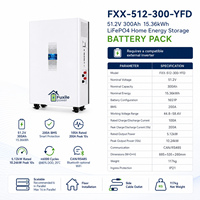 Batterie LiFePO4 sur pied 15,36 kWh 51,2 V 300 Ah avec connexion latérale facile, plus de 6000 cycles, jusqu'à 16 unités parallèles