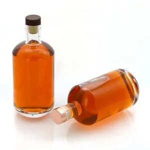 Inventory Round Extra Clear Bottles 500ml 700ml 750ml Empty Whiskey Rum Gin Vodka Pacho Glass Liquor Bottle For Sale