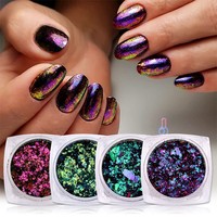 Poudre acrylique mica pour Nail Art, chrome, glace transparente, aurore irisée, aurore brillante, caméléon, poudre scintillante colorée