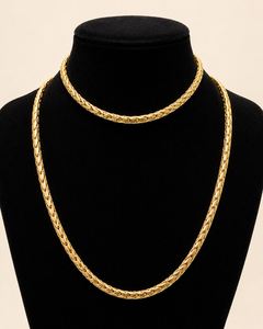 Conjunto de Joyería Clásico de Moda, Cadena Cubana y Collar Chapados en Oro de 14k para Hombre, Joyería para Boda, Compromiso y Fiesta - Product Image 4