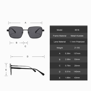 Lunettes de soleil carrées en métal Conchen, verres polarisés TAC UV400, unisexe, protection solaire pour la conduite, style voyage tendance - Product Image 5