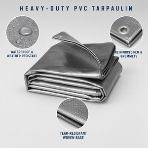 Waterproof <b>Tarpaulin</b> Outdoor Awning Cover 58/60 In Solid Gray Black Medium Weight Woven Fabric Plain Style - Product Image 6