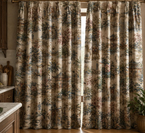 Elegant Black Velvet Kyoto Window <b>Curtain</b> Each Panel Art Nouveau Inspired Blackout Drapery Decorative Room Darkening Window - Product Image 3