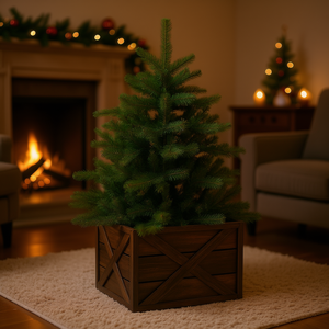 Soporte de madera para árbol de Navidad con diseño de soporte en X para decoraciones festivas de interior y exterior - Product Image 2