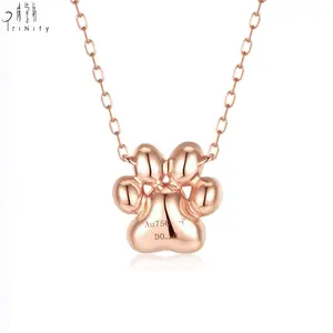 Good Quality Necklace New Arrived Simple Paw Design Animal Jewelry 18K Diamond Necklace For Lovely Girls