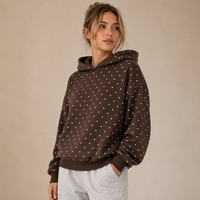 Sweat-shirt à capuche à pois pour femme Joydressing, coupe décontractée, manches longues, pull-over pour les détaillants de vêtements