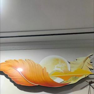 Cuadro Decorativo de Lujo con Plumas para Sala de Estar, Arte Mural Tallado con Luces LED para Fondo de Sofá, Venta al por Mayor y Personalizado - Product Image 6