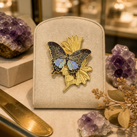 Vente chaude broche papillon papillon revers émail dur broche personnalisé papillon doré Badge conception libre sans quantité minimale de commande or métal épingles à chapeau