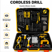 Kit d'outils de perçage sans fil 18V avec batterie au lithium, ensemble de perceuses électriques à double batterie, outils à main, accessoires, boîte pour réparation domestique DIY