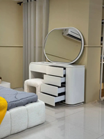 Commode de chambre moderne en MDF blanc avec miroir éclairé par LED, meuble coiffeuse, service OEM