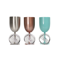 Gobelet à vin à Double paroi isolé, 3 pièces/lot, lunettes à vin en acier inoxydable, avec logo personnalisé