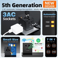 Adaptateur de voyage universel Worldplug tout-en-un, dernier modèle, 3 prises AC, Gan 45W, chargeur USB, adaptateur multi-prises international