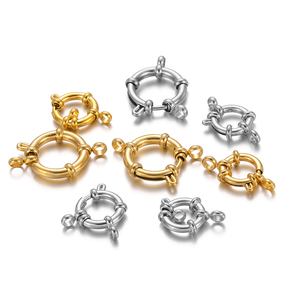 Vente en gros de fermoirs à ressort ronds en acier inoxydable plaqué or 18 ct pour la fabrication de bijoux - Product Image 6