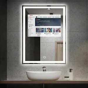 Espejo de baño con pantalla táctil, luz Led que cambia de Color, montaje en pared, personalizado, gran oferta de fábrica