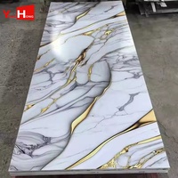 Panneaux muraux en PVC 3D effet marbre, imperméables, ignifuges, écologiques, pour cuisine, revêtement UV, 3 mm
