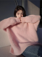 Lait doux rose pull de noël femmes automne et hiver Style ample et languissant Style Hong Kong Vintage Chic tricot épais