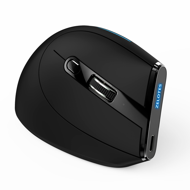 Zelotes F-36A Vertical Mouse 6 Side Buttons Wireless Rechargeable Vertical Mouses with Roll