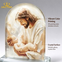 Plaque religieuse en cristal imprimée UV Jésus avec l'Enfant, souvenir d'église pour baptême, communion, dévotion, cadeau de cérémonie