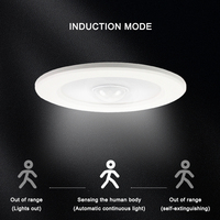 Lampu LED langit-langit cerdas, lampu LED Sensor tubuh manusia, lampu Downlight Sensor gerak inframerah PIR, lampu langit-langit bulat tersembunyi, 5W 7W 9W
