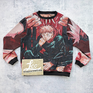 Felpa con Cappuccio Anime in Tessuto Jacquard, Coperta Unica, Abbigliamento Anime, <span class=keywords><strong>Felpe</strong></span> Girocollo Personalizzabili con Logo per Uomo - Product Image 3