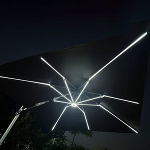 Sombrilla Cantilever Premium con Sistema de Iluminación LED Integrado, Parasol Rectangular Grande para Patio Exterior en Verde Oscuro - Product Image 3