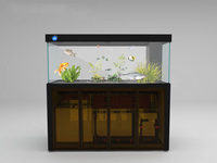 Réservoir de poissons d'aquarium d'eau salée de luxe avec média filtrant à lumière LED et puissance 100w pour sac en verre de salle à manger emballé