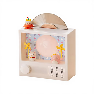 Tourne-disque vinyle rétro, haut-parleur Bluetooth vintage, <span class=keywords><strong>lecteur</strong></span> <span class=keywords><strong>CD</strong></span> sans fil mignon avec lumière d'ambiance RGB, lampe de nuit, horloge, cadeau - Product Image 3